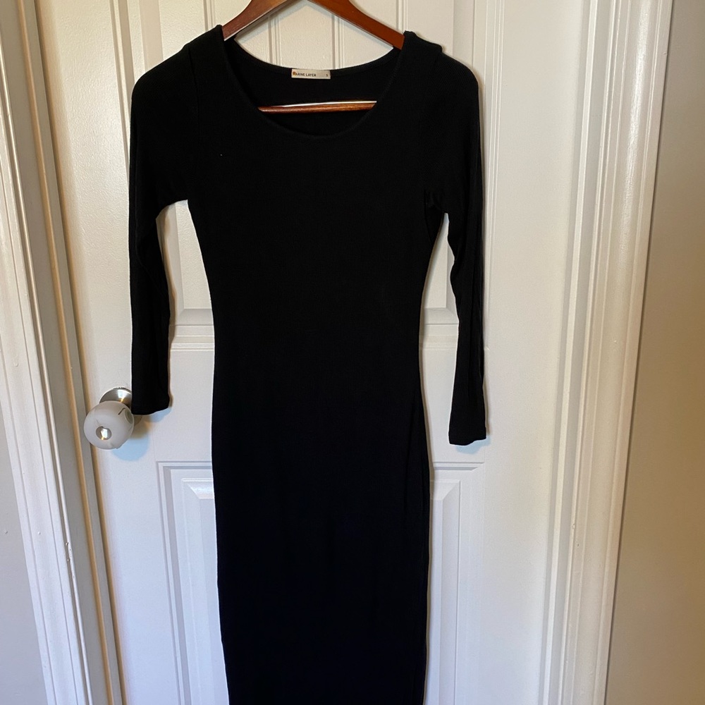 Marine Layer Lexi Rib MIDI Dress 3/4 Sleeve